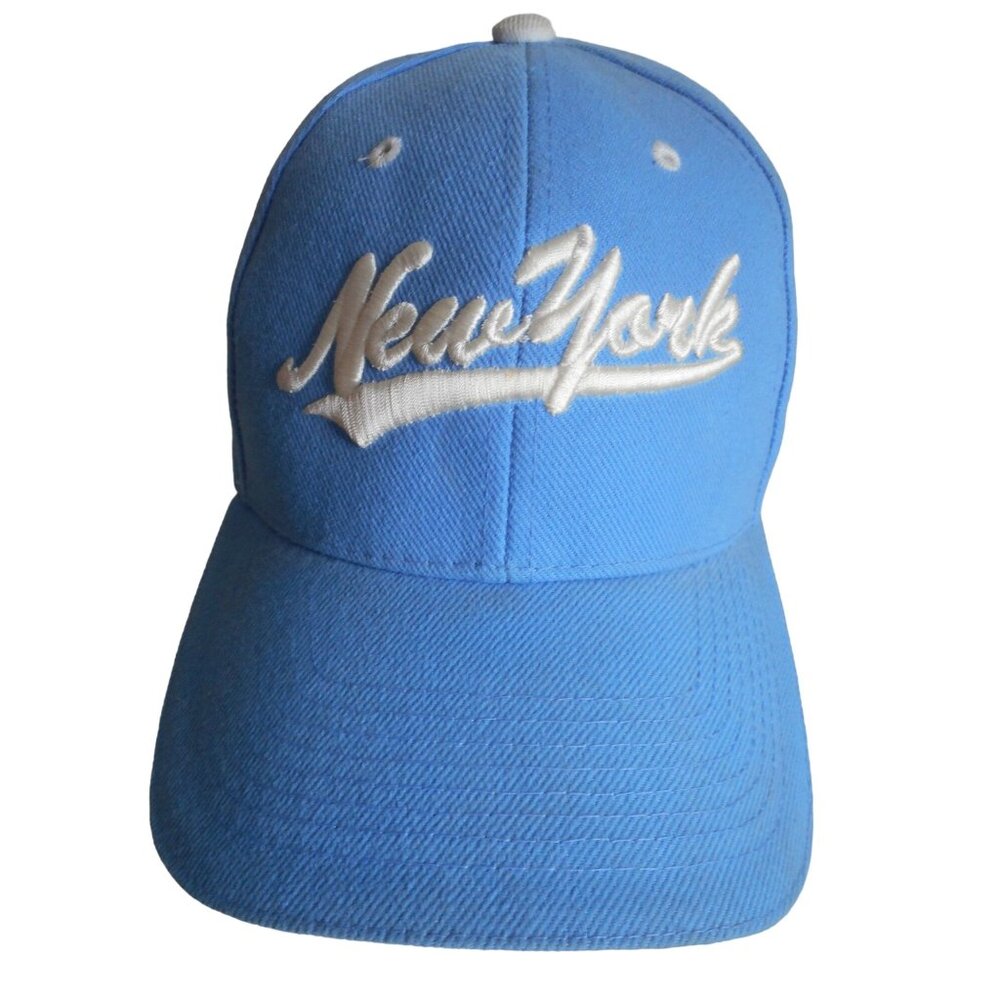 New York Embroidered Adjustable Baseball Cap Baby Blue white one size fits